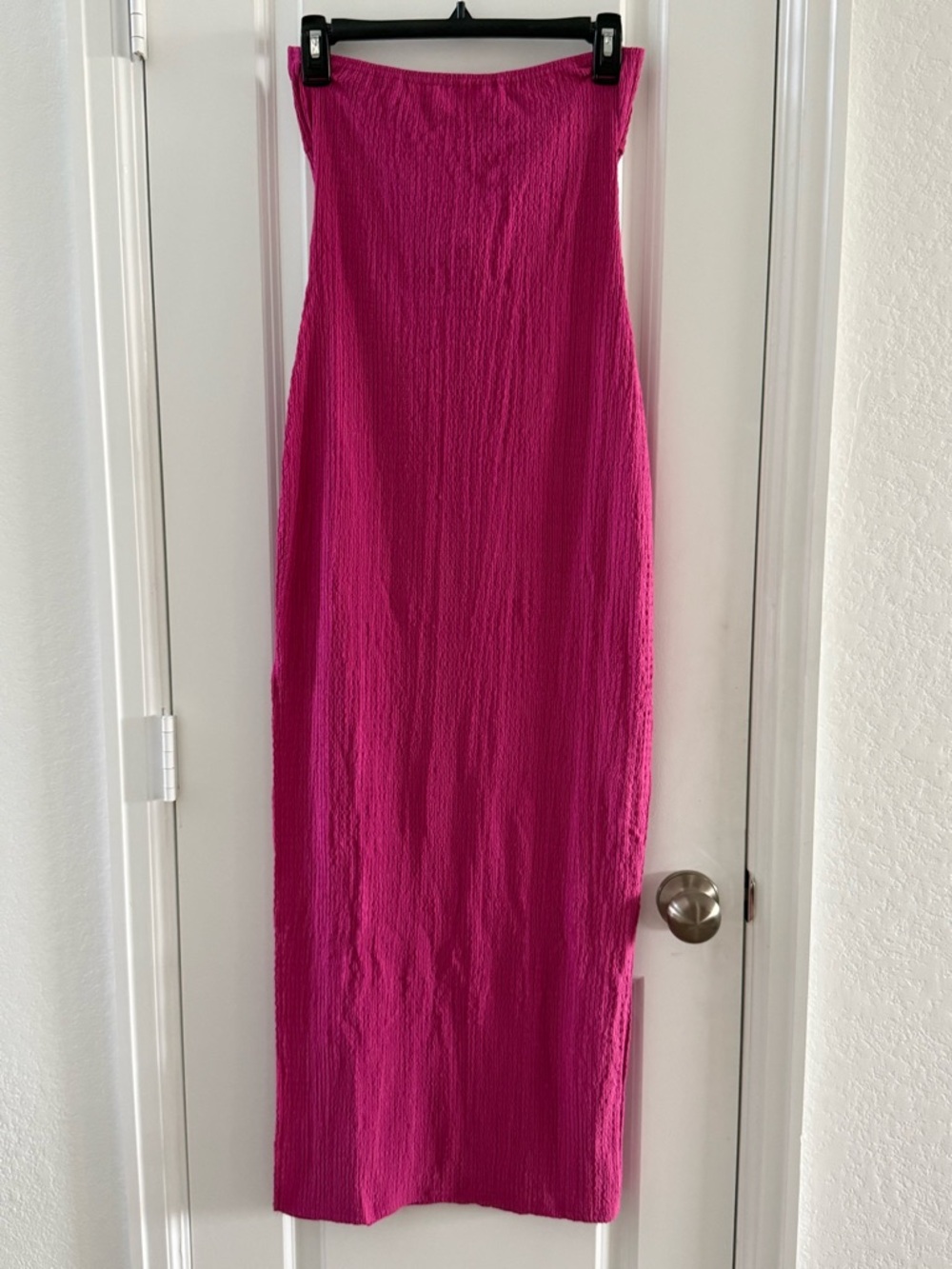 Shein Pink Midi Dress With Textured Fabric & Bow Tie Back Size M - Picture 4 of 7